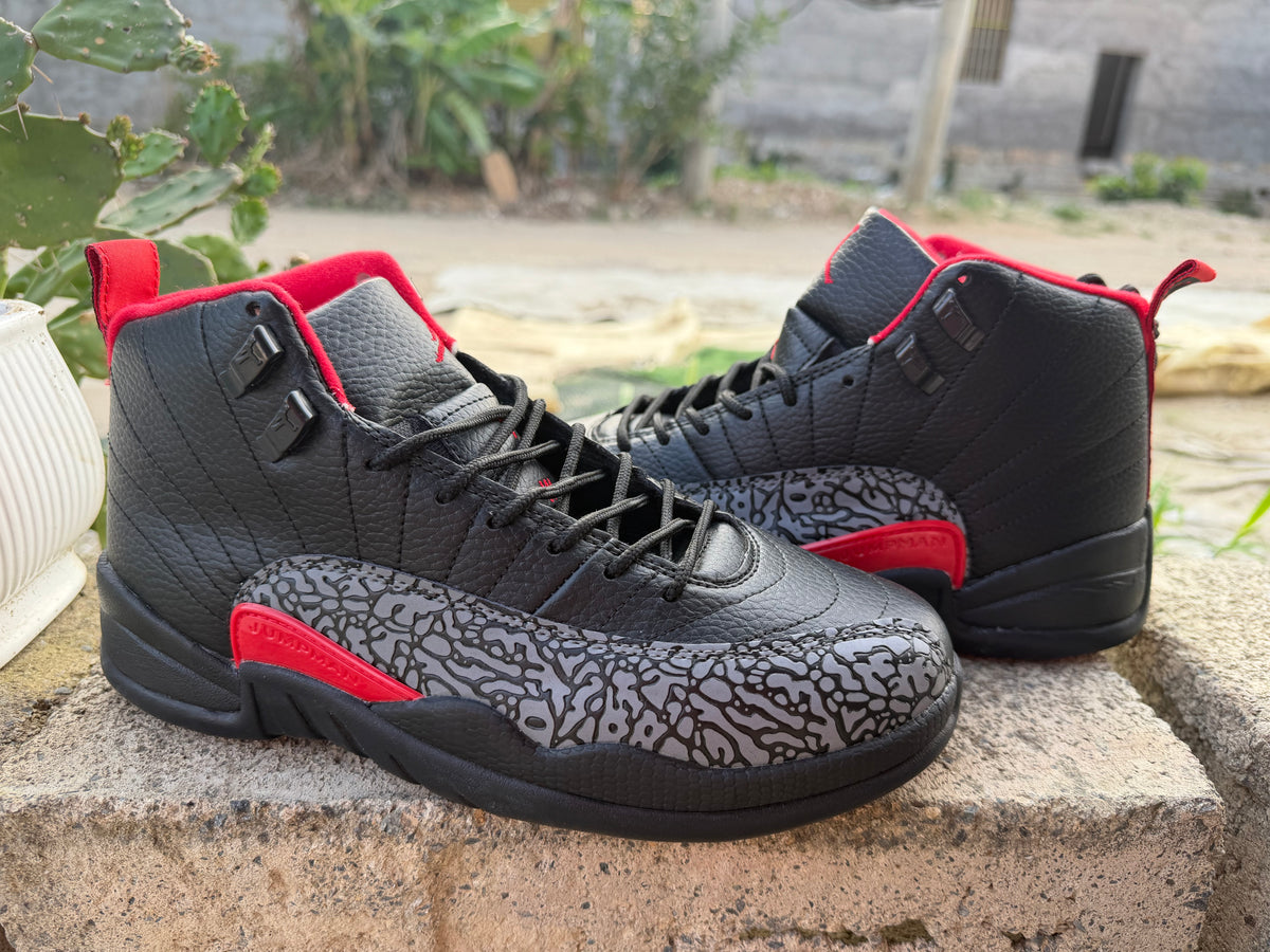Air Jordan 12 Black Patterned Sneakers