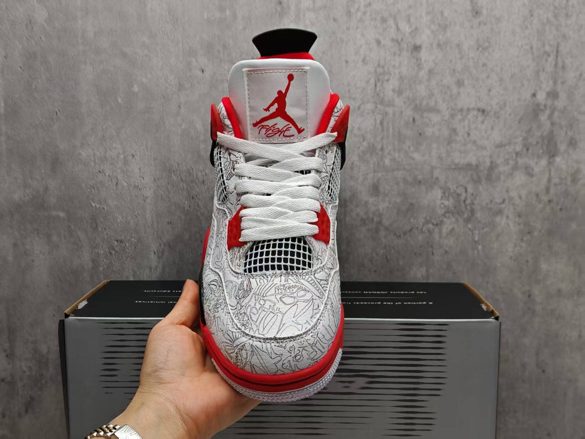 AJ4 White Laser Sneakers