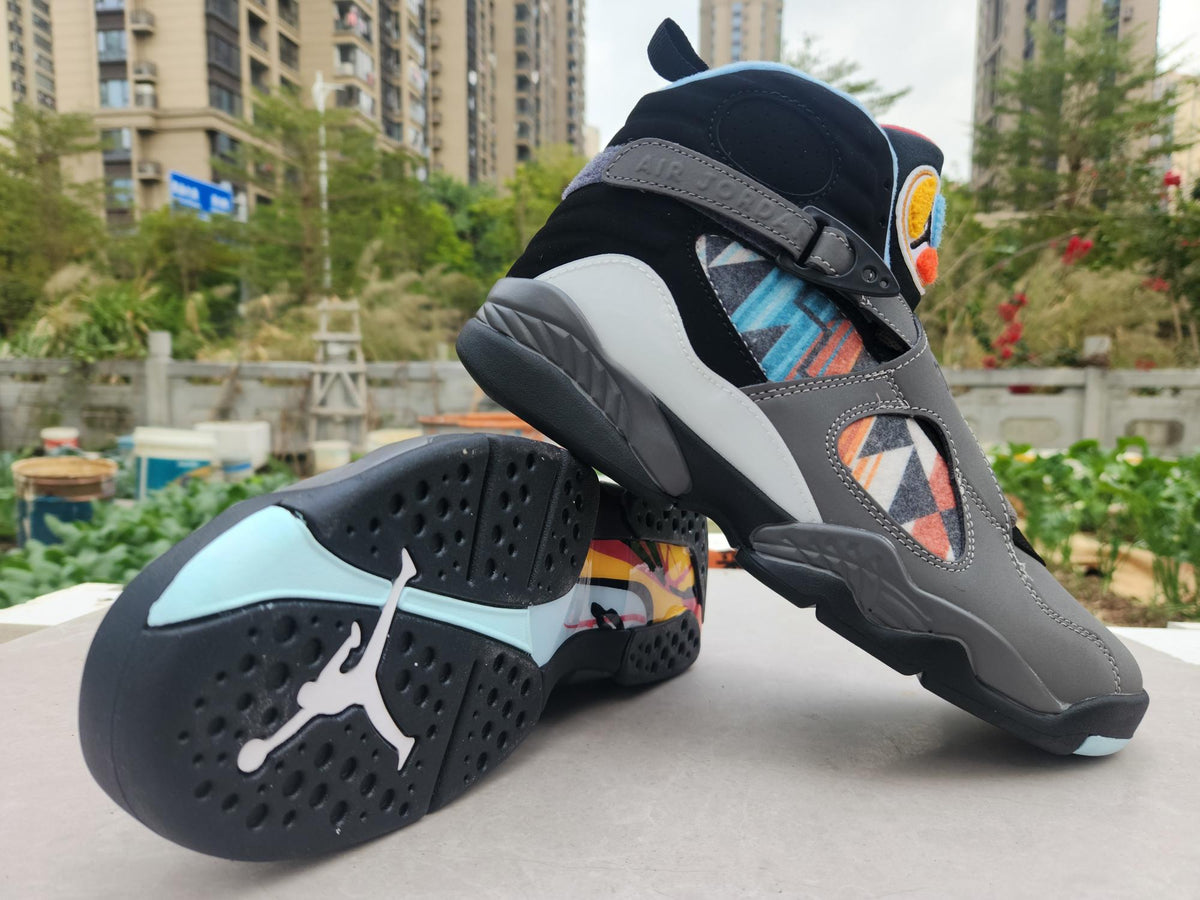 Air Jordan 8 Gray/Black/Jade Sneakers