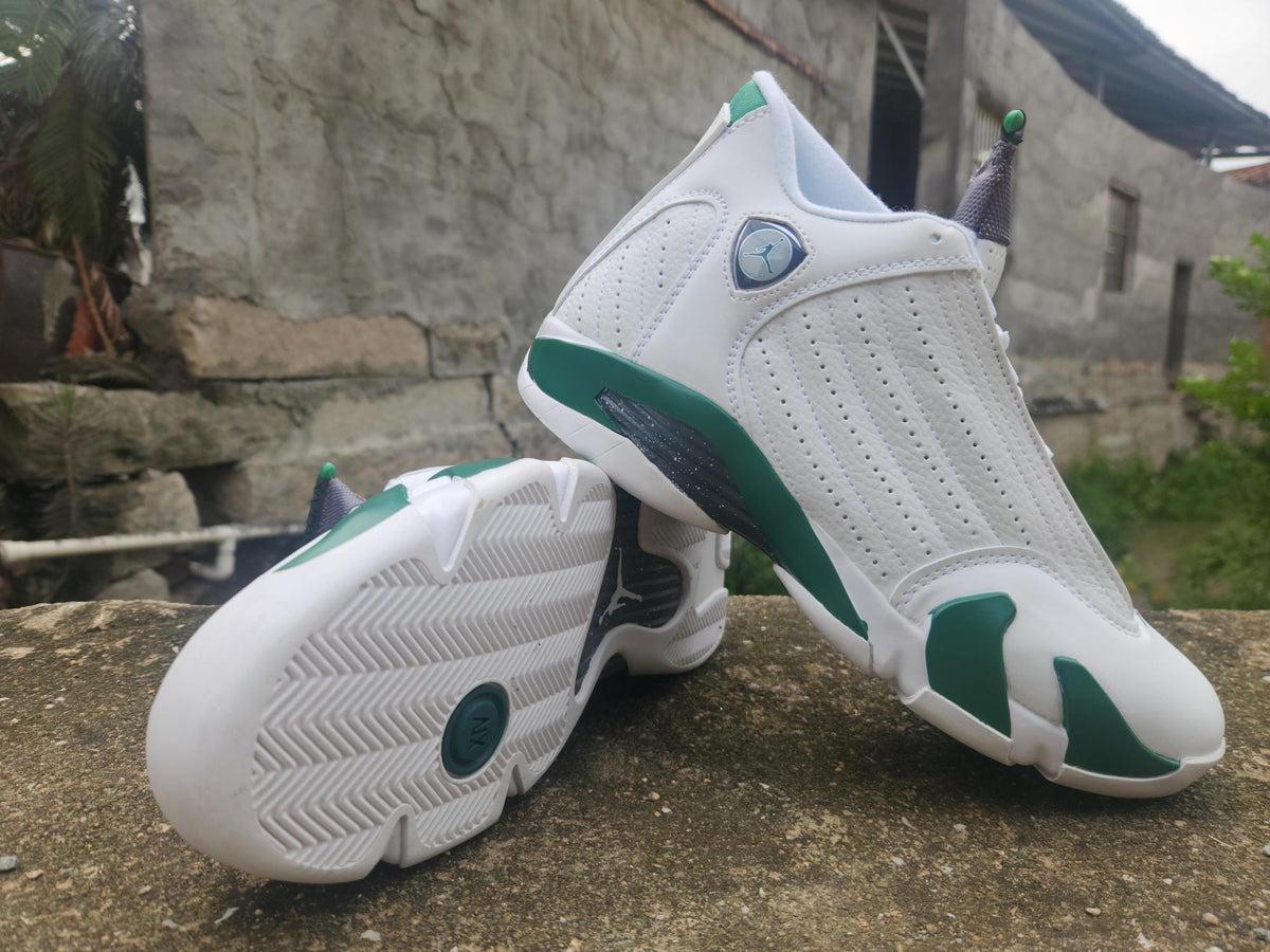 Air Jordan 14 White and Green Sneakers