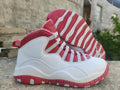 AJ10 White Grey and Red Sneakers