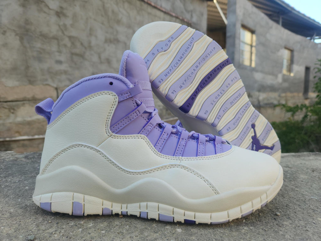 Air Jordan 10 White and Purple Sneakers