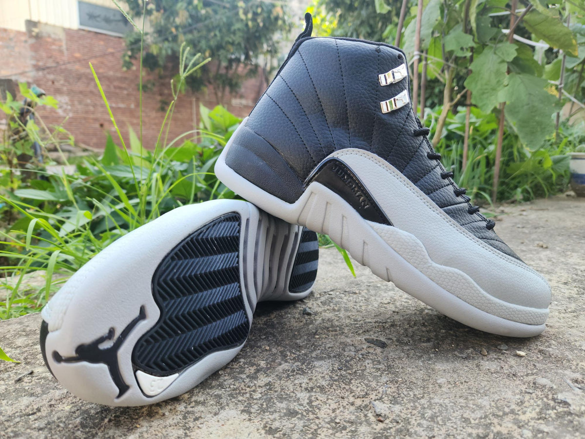 Air Jordan 12 Black and Light Gray Sneakers