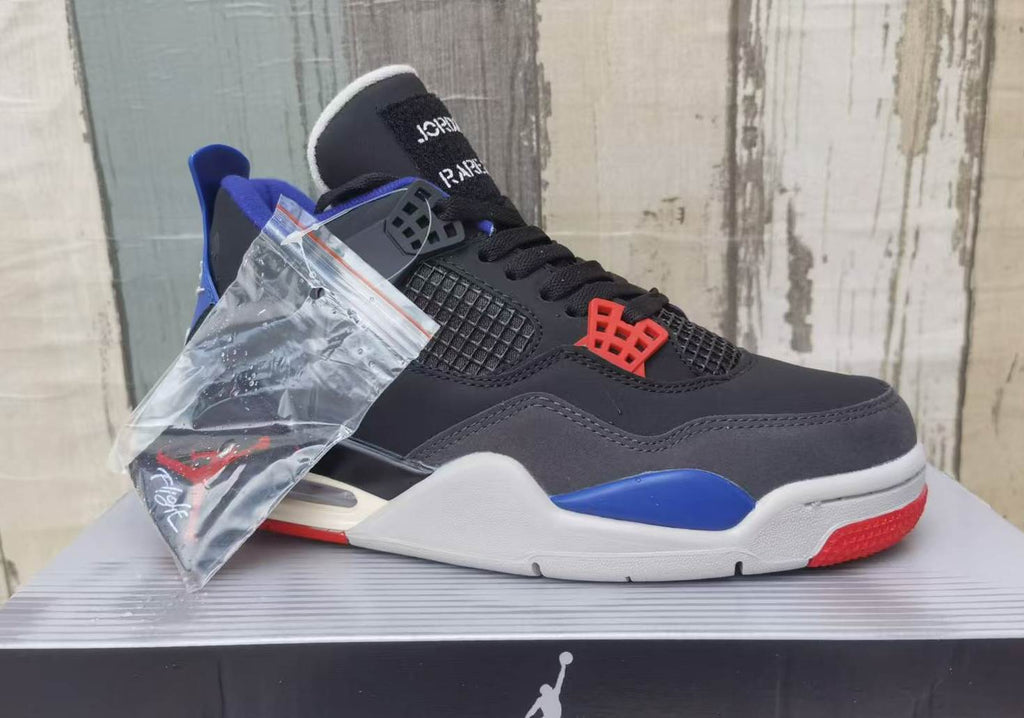 Jordan 4 Black Blue and Red Men's Sneakers