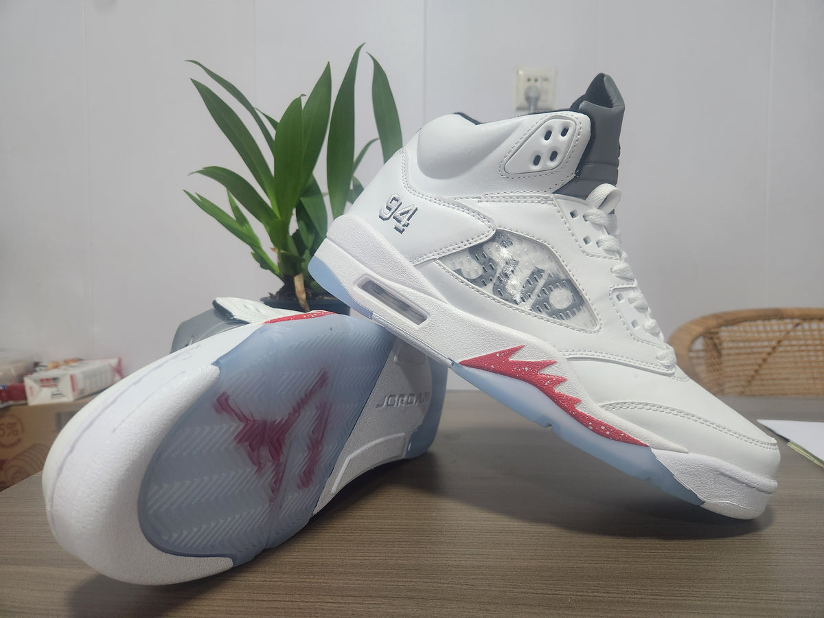 Air Jordan 5 White/Red Sneakers