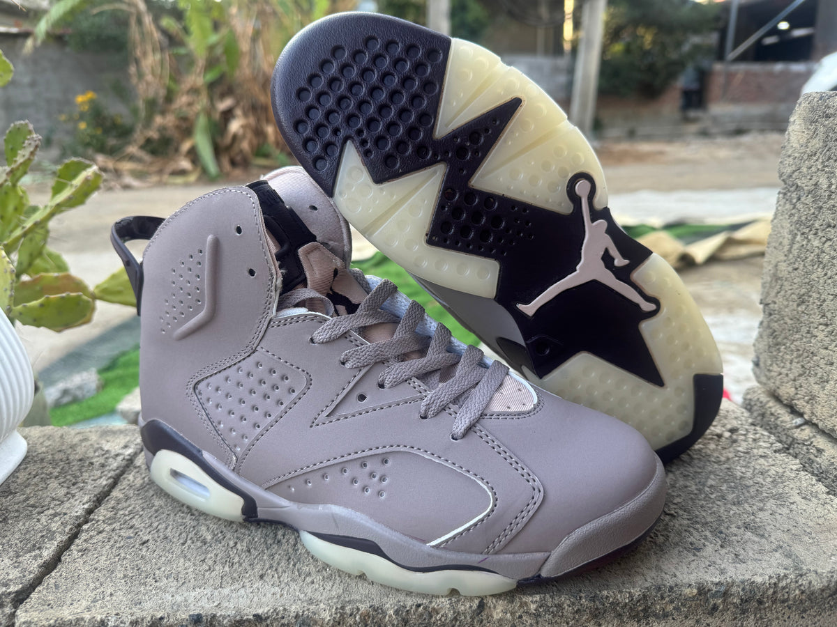 Air Jordan 6 Grey Collaboration Style Sneakers