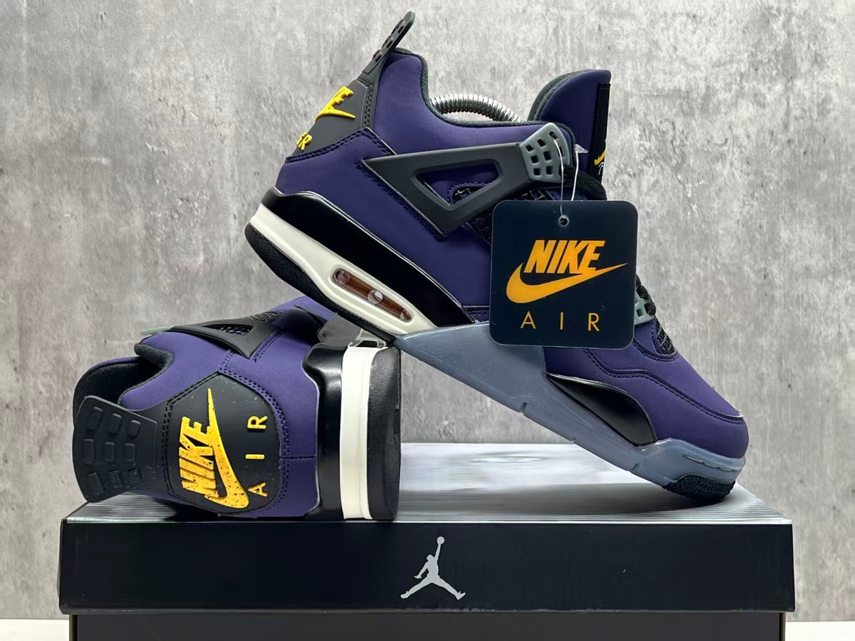 AJ4 Lakers Inspired Purple and Gold Sneakers
