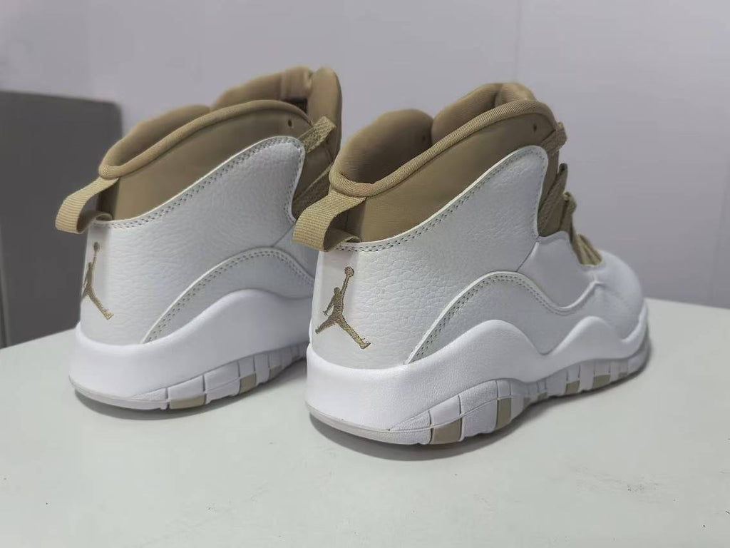 Air Jordan 10 White and Brown Sneakers