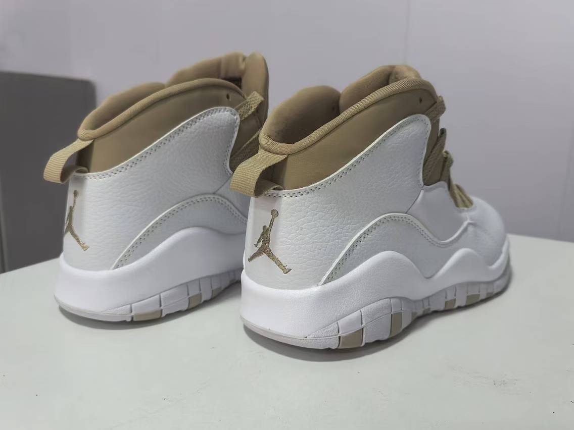 Air Jordan 10 White and Brown Sneakers