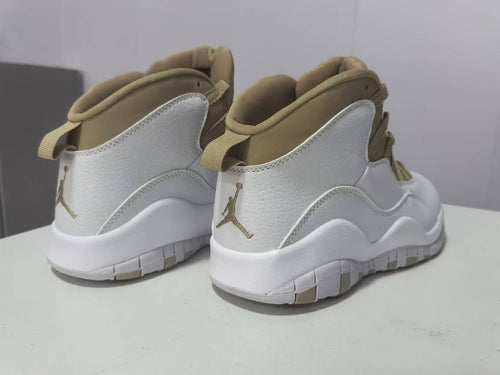 Air Jordan 10 White and Brown Sneakers