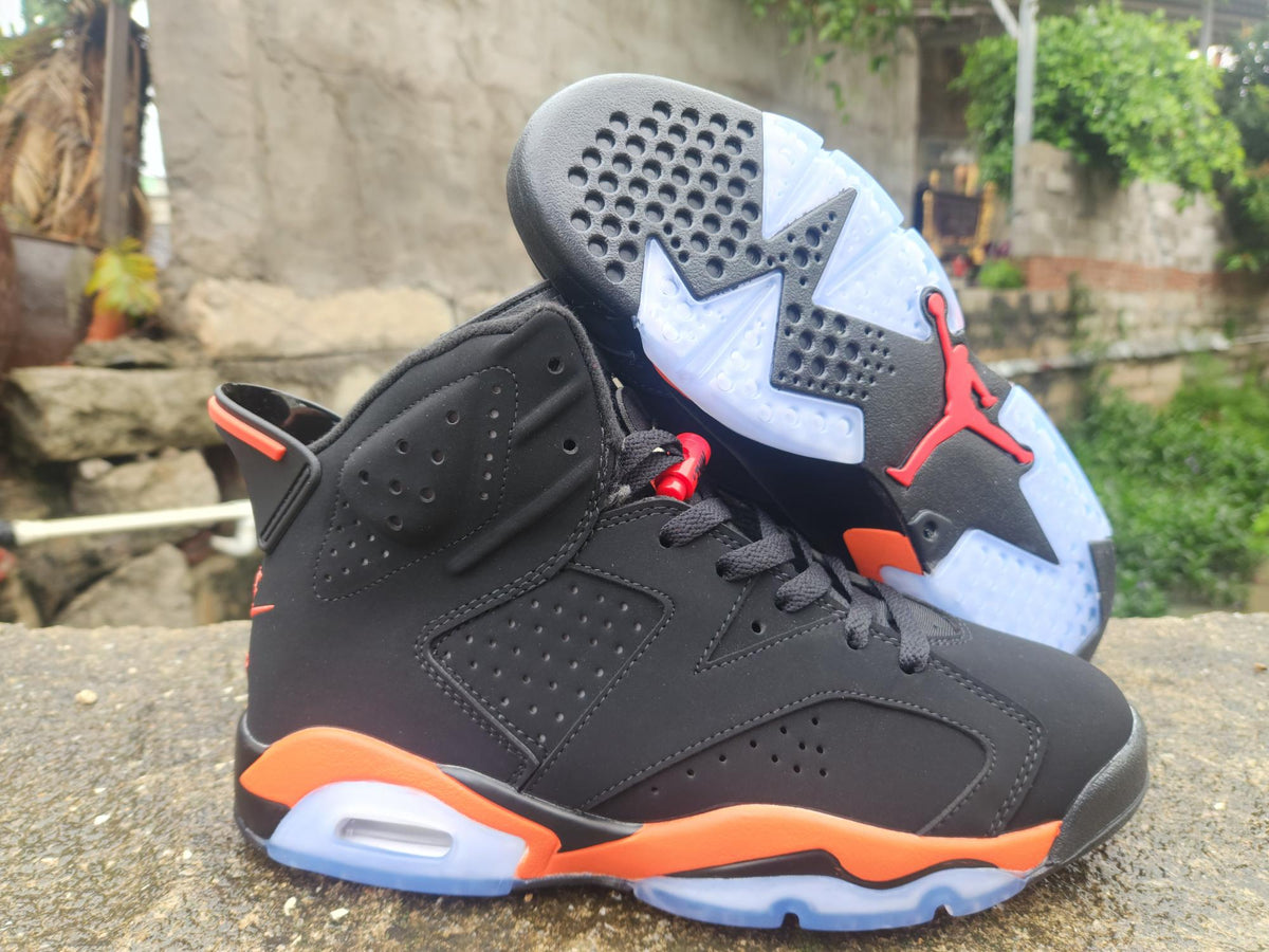 Air Jordan 6 Retro Black/Orange Shattered Backboard Sneakers