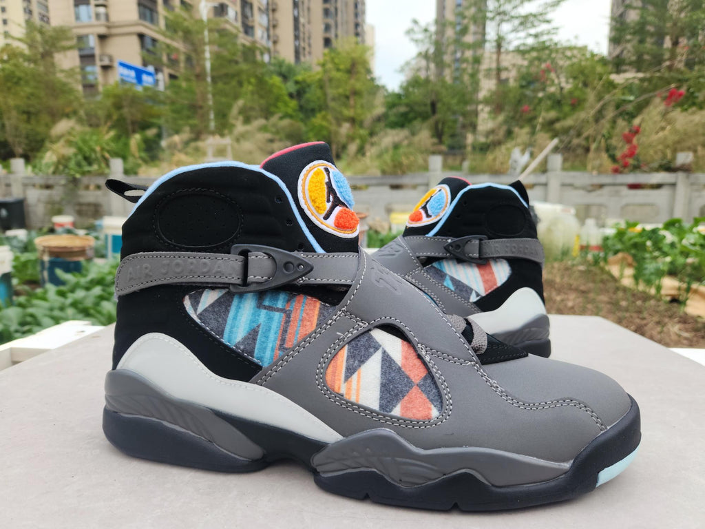 Air Jordan 8 Gray/Black/Jade Sneakers