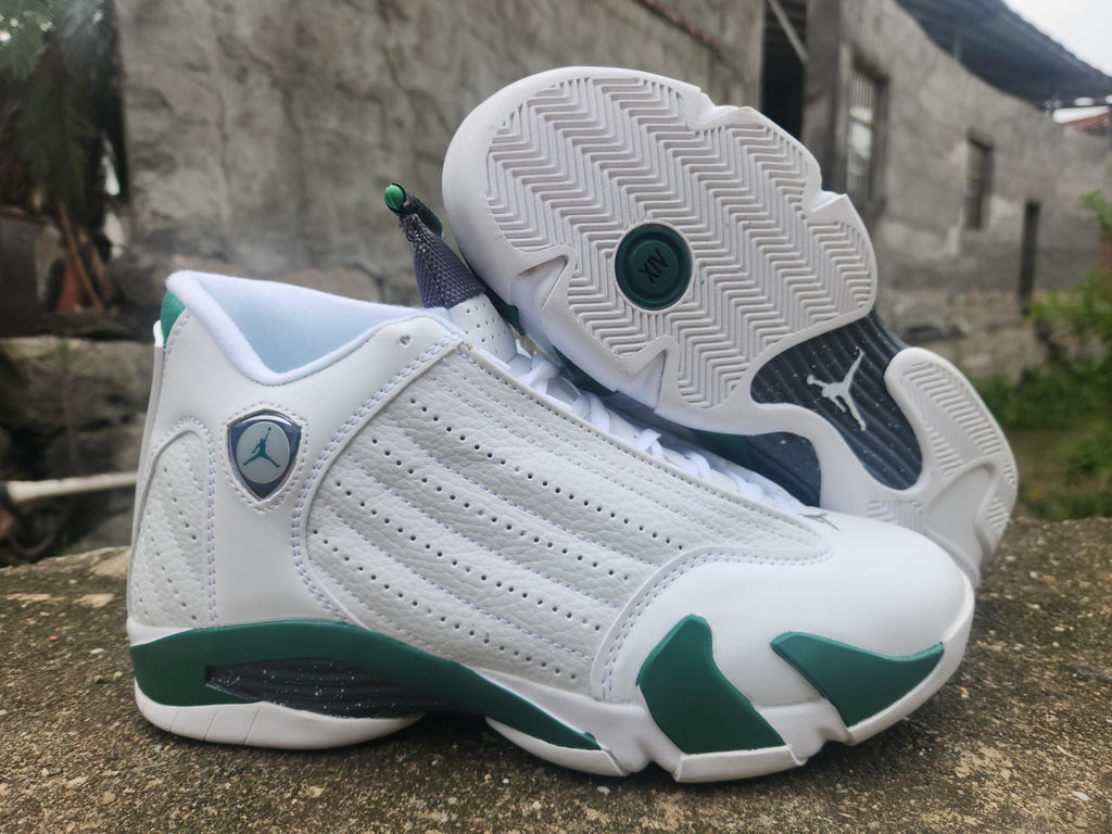 Air Jordan 14 White and Green Sneakers