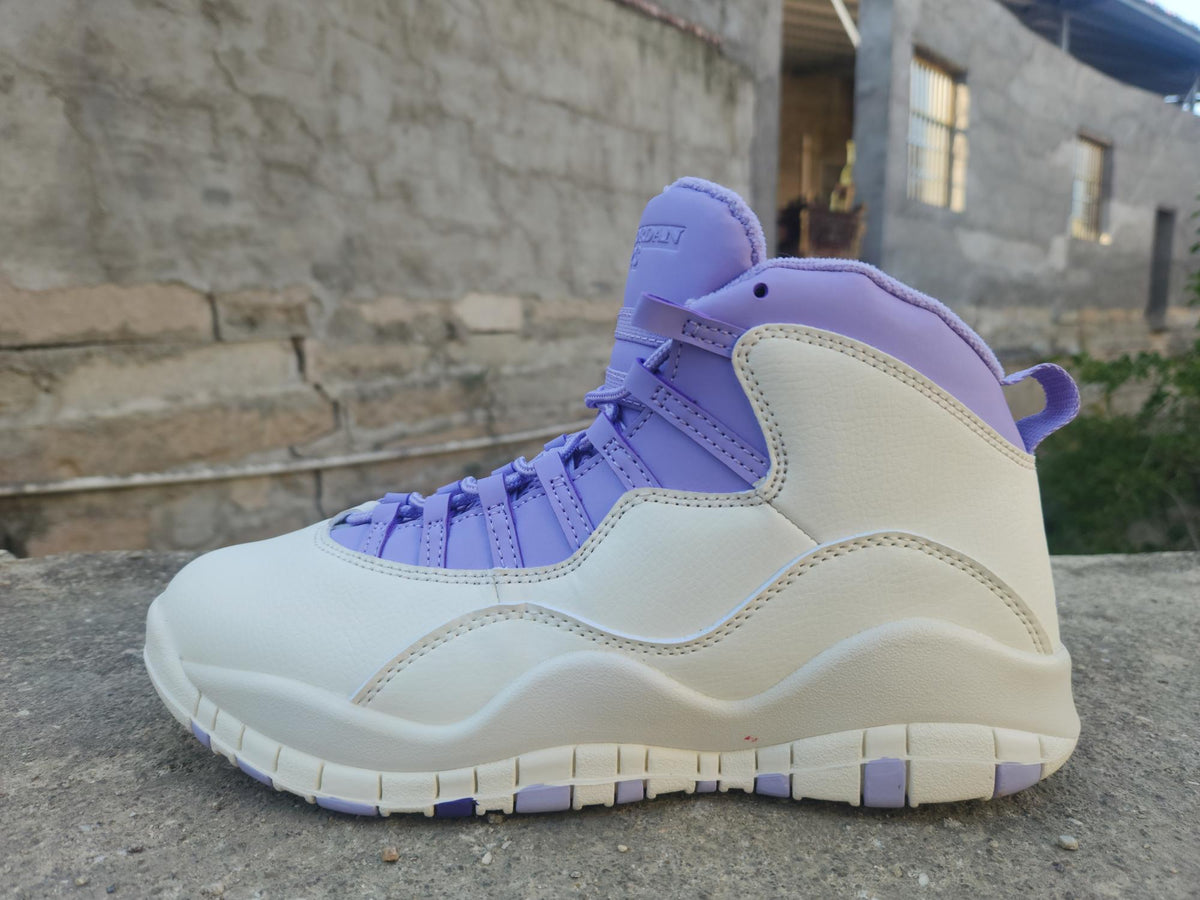 Air Jordan 10 White and Purple Sneakers