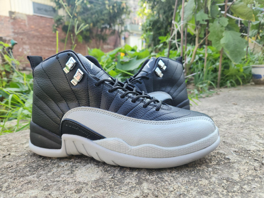 Air Jordan 12 Black and Light Gray Sneakers