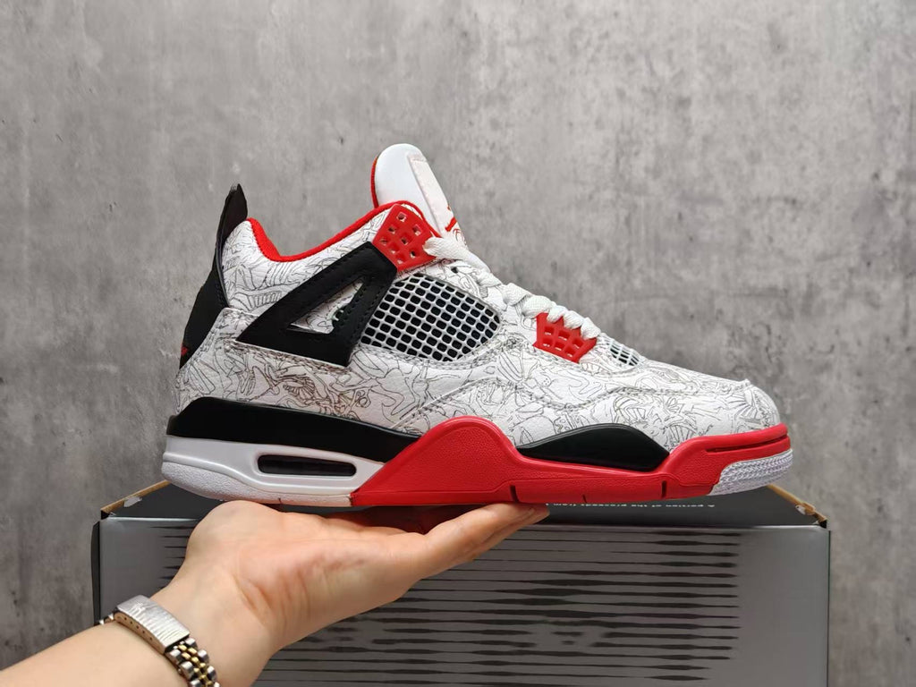 AJ4 White Laser Sneakers
