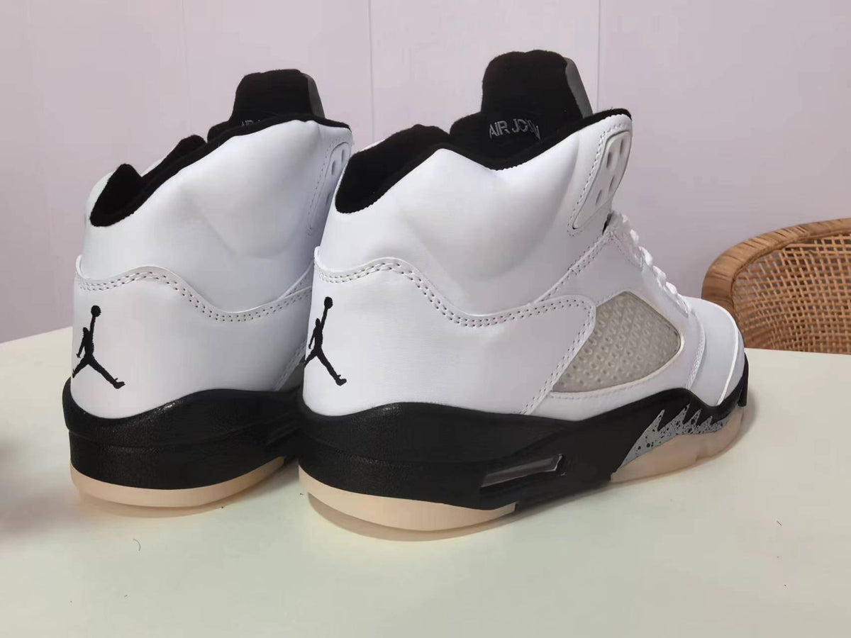 Air Jordan 5 White and Black Sneakers