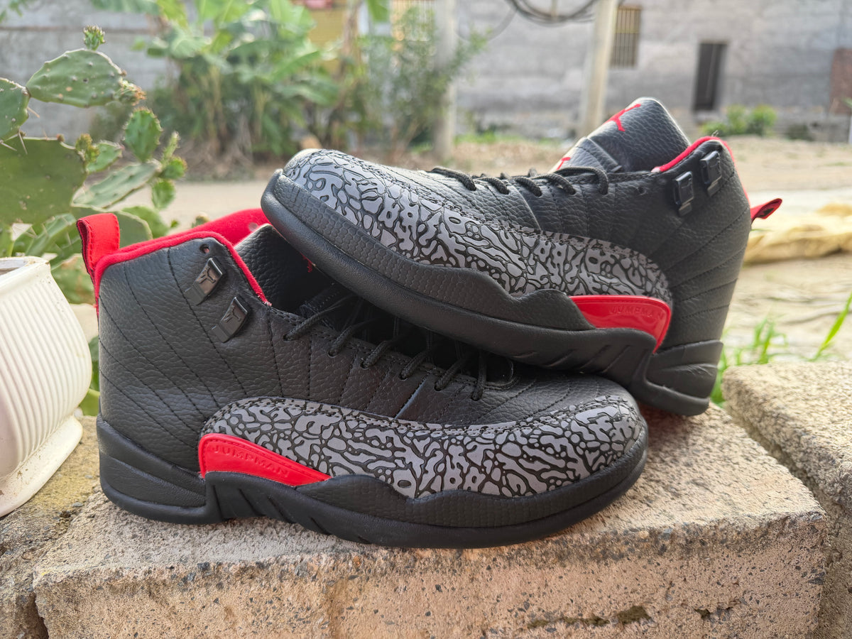 Air Jordan 12 Black Patterned Sneakers