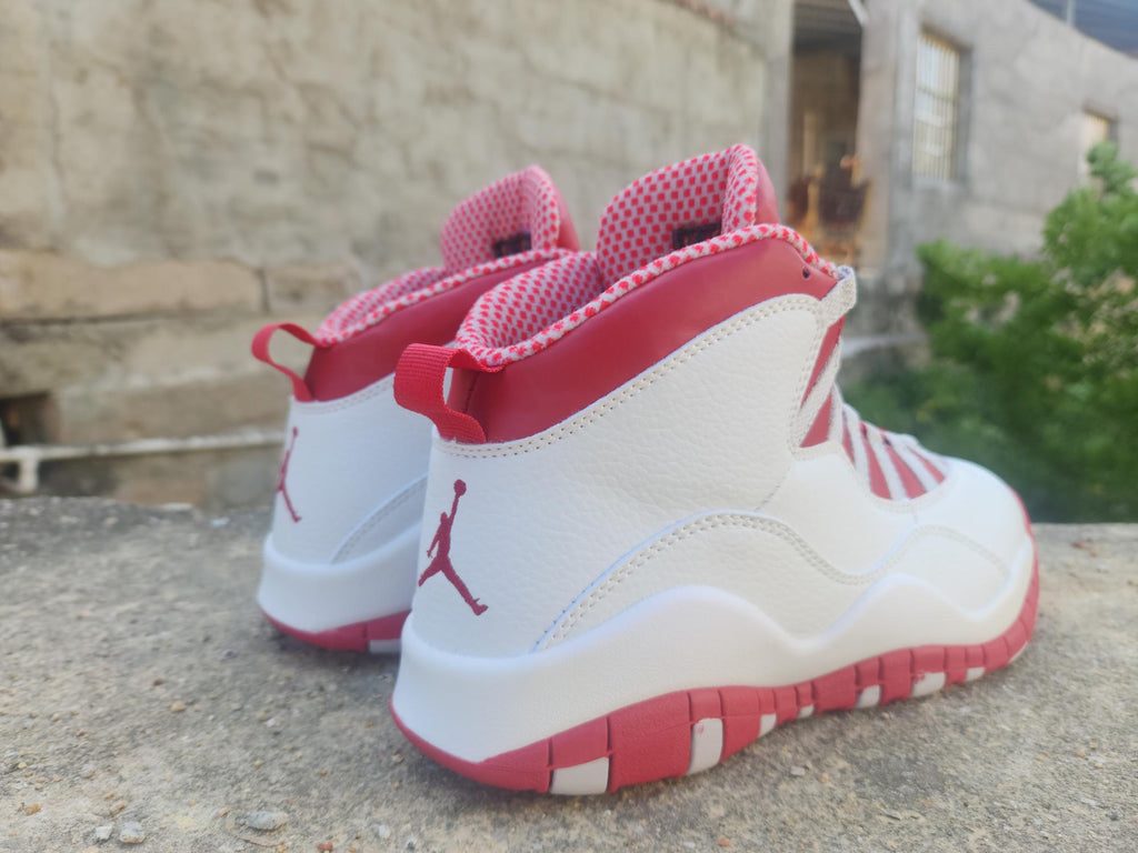 AJ10 White Grey and Red Sneakers