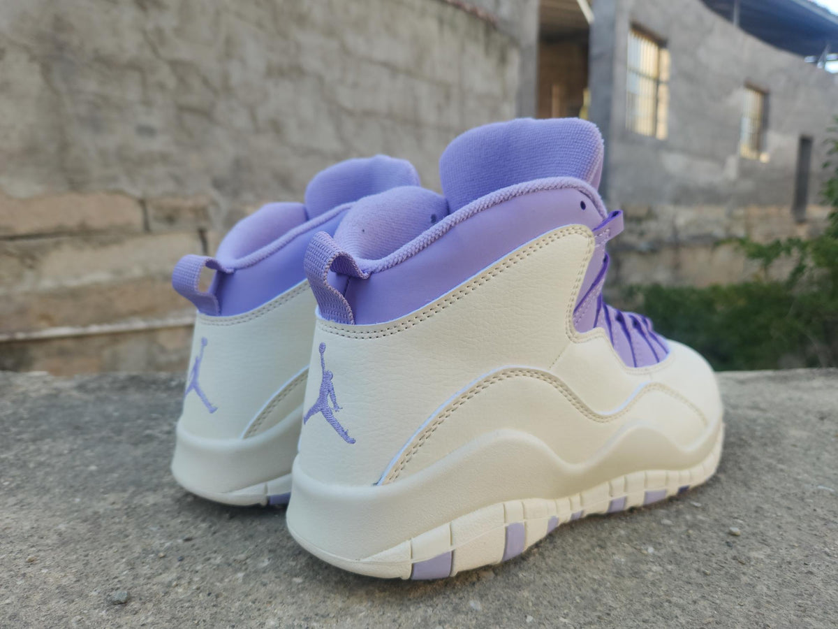 Air Jordan 10 White and Purple Sneakers