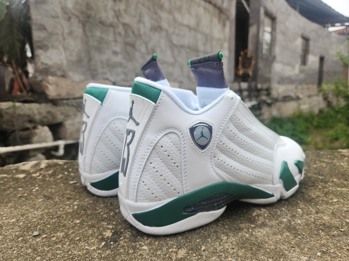Air Jordan 14 White and Green Sneakers
