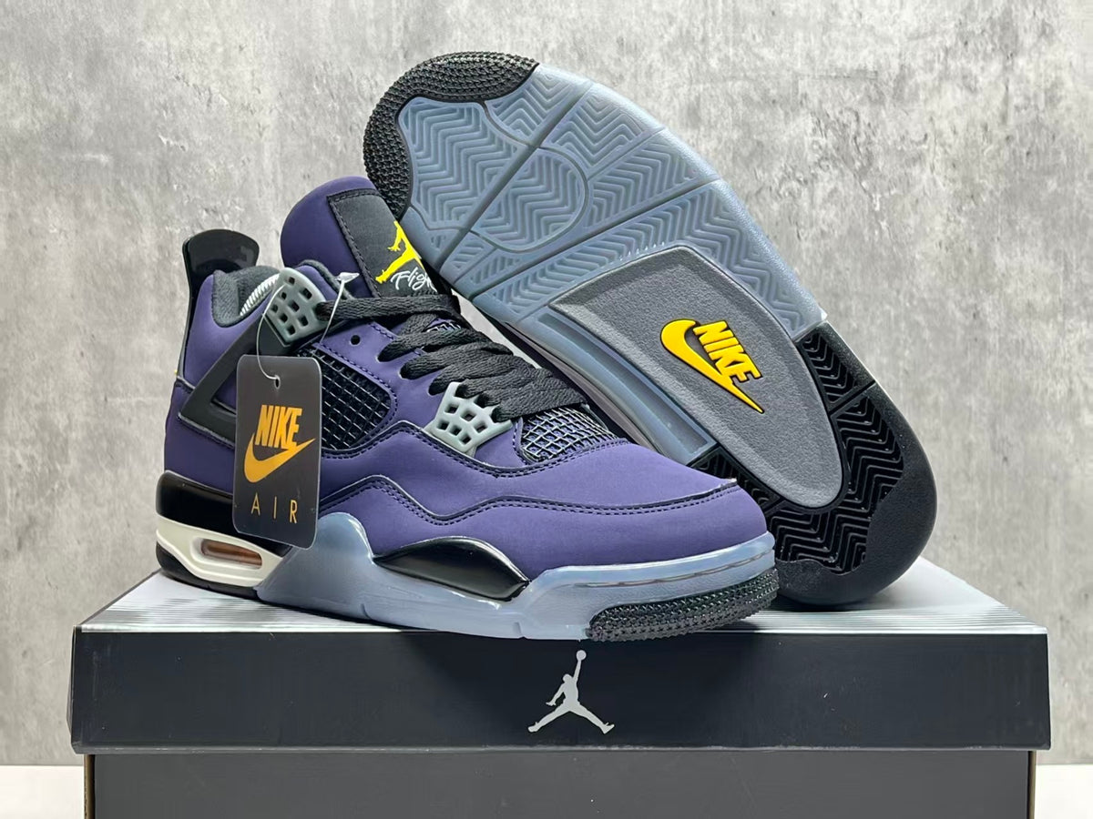 AJ4 Lakers Inspired Purple and Gold Sneakers