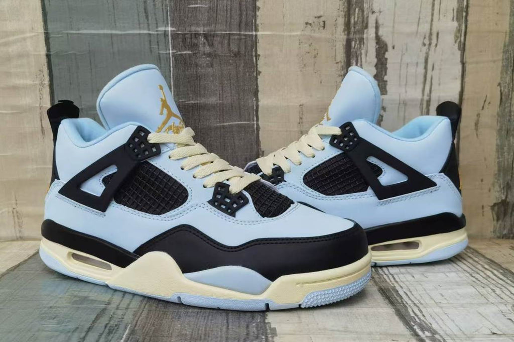 Jordan 4 Light Blue and Black Men's Sneakers
