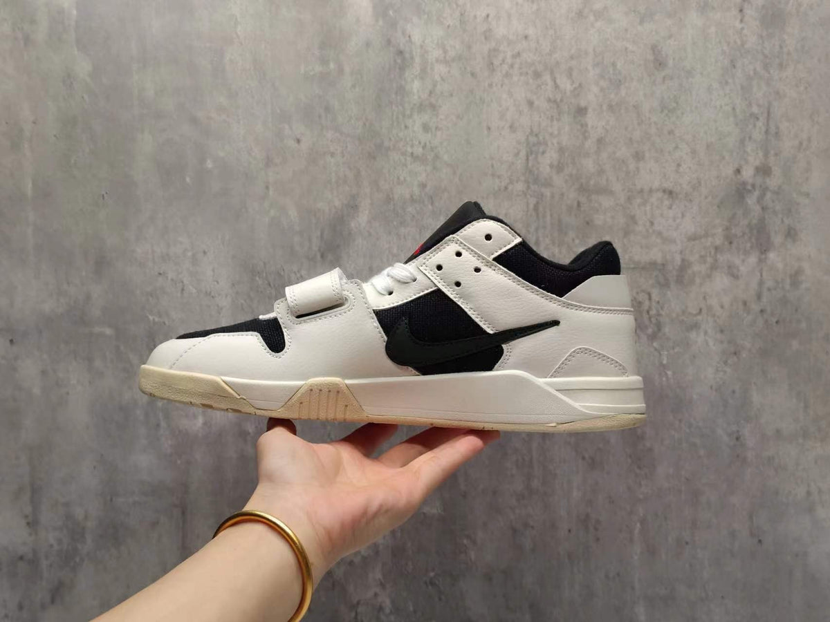 Travis Scott White Green and Black Reverse Swoosh Sneakers
