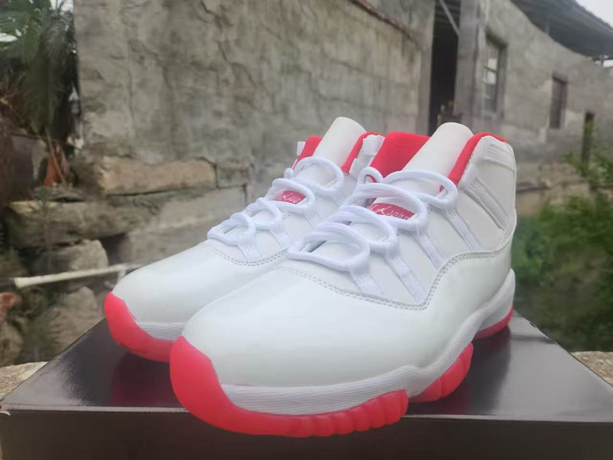 Air Jordan 11 White and Red New Colorway Sneakers