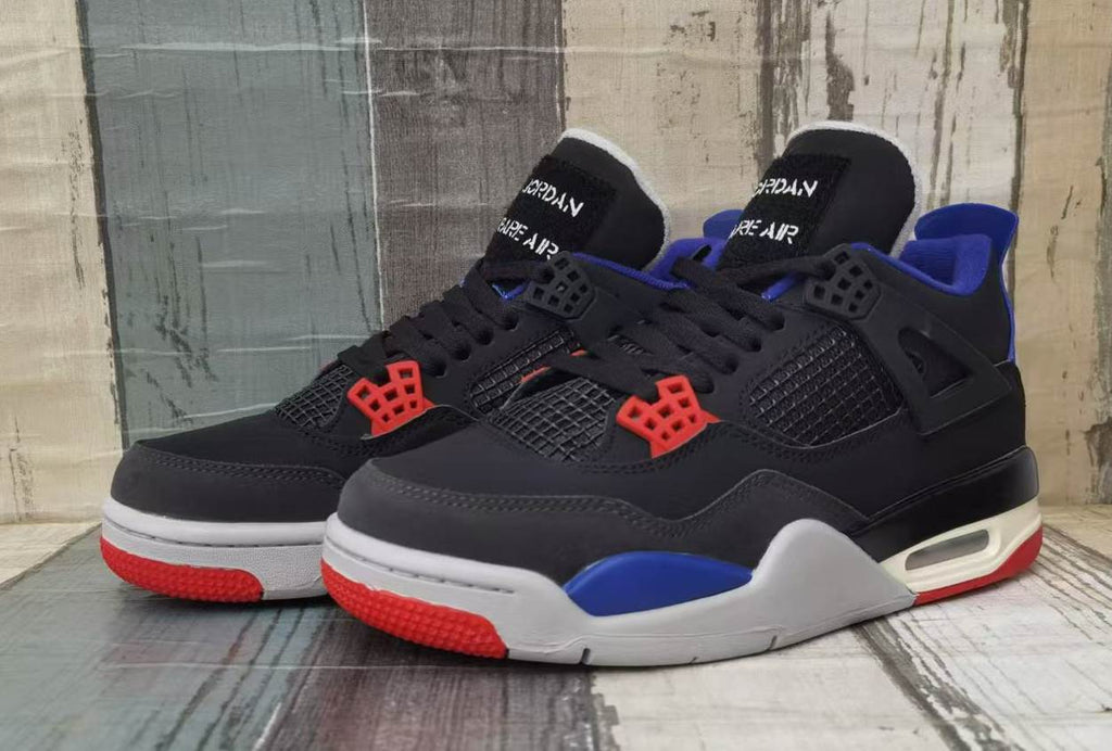Jordan 4 Black Blue and Red Men's Sneakers