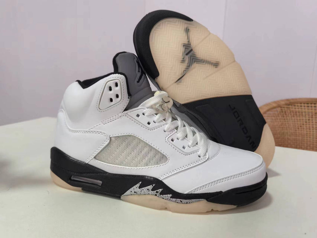 Air Jordan 5 White and Black Sneakers