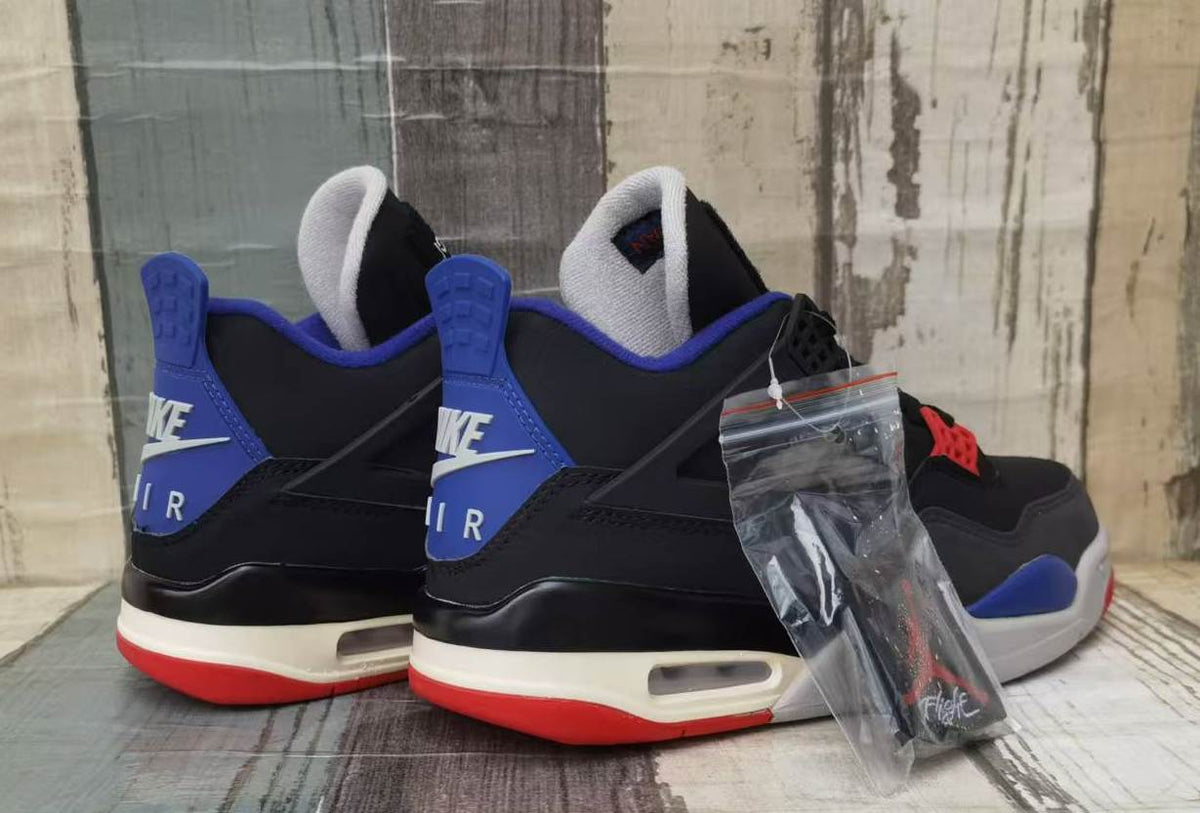 Jordan 4 Black Blue and Red Men's Sneakers