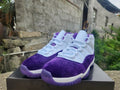 Air Jordan 11 White and Purple Velvet Sneakers