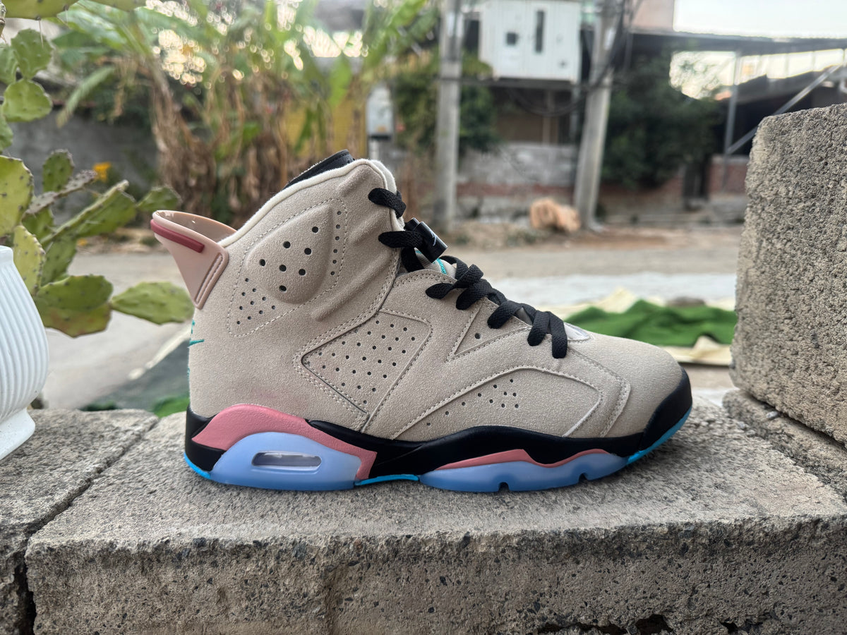Air Jordan 6 Cream and Green Sneakers