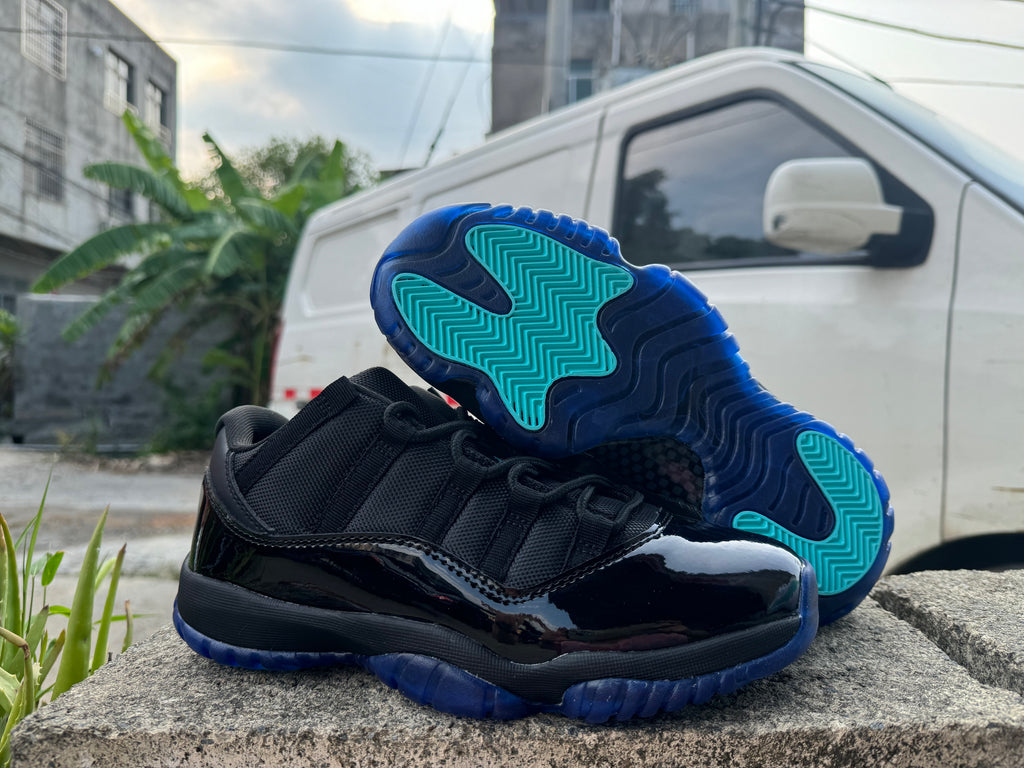 Air Jordan 11 Black and Gamma Blue Sneakers