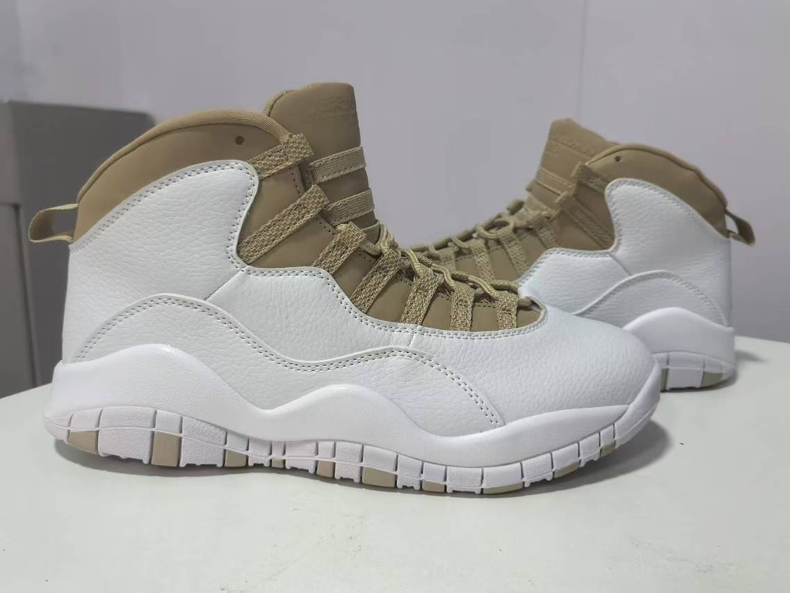 Air Jordan 10 White and Brown Sneakers