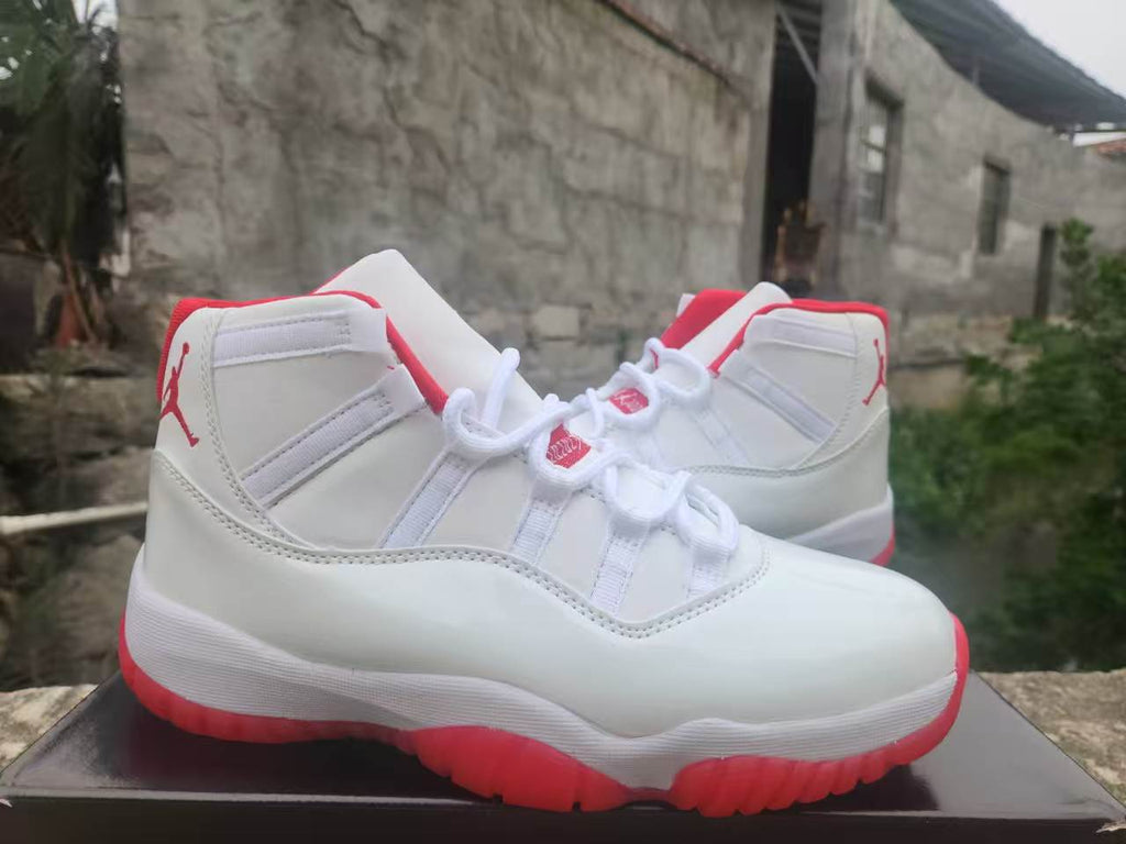 Air Jordan 11 White and Red New Colorway Sneakers