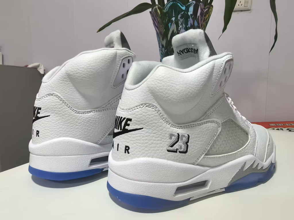 Air Jordan 5 Retro White/Metallic Silver Sneakers (Regular Grade)