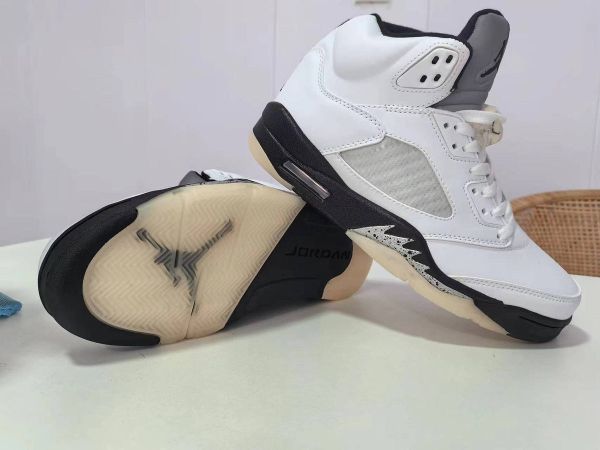 Air Jordan 5 White and Black Sneakers