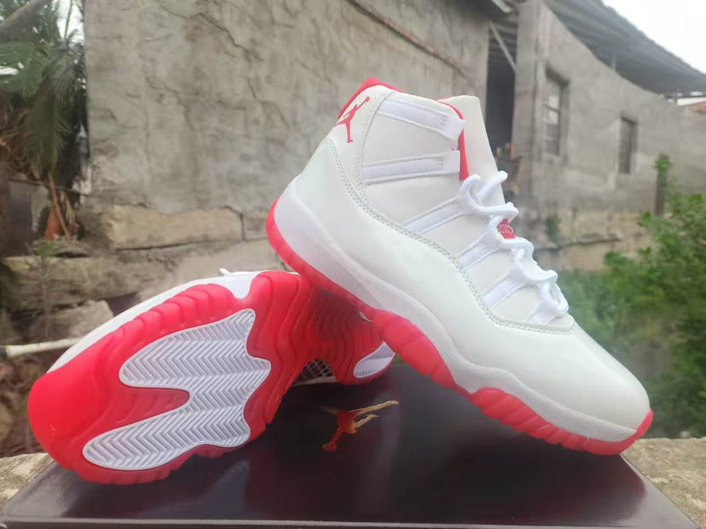 Air Jordan 11 White and Red New Colorway Sneakers