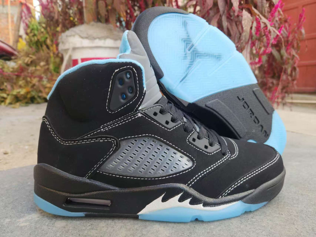 Air Jordan 5 Black and University Blue Sneakers