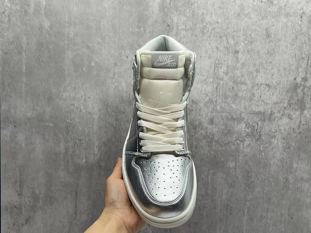 AJ1 Metallic Silver Replica Sneakers