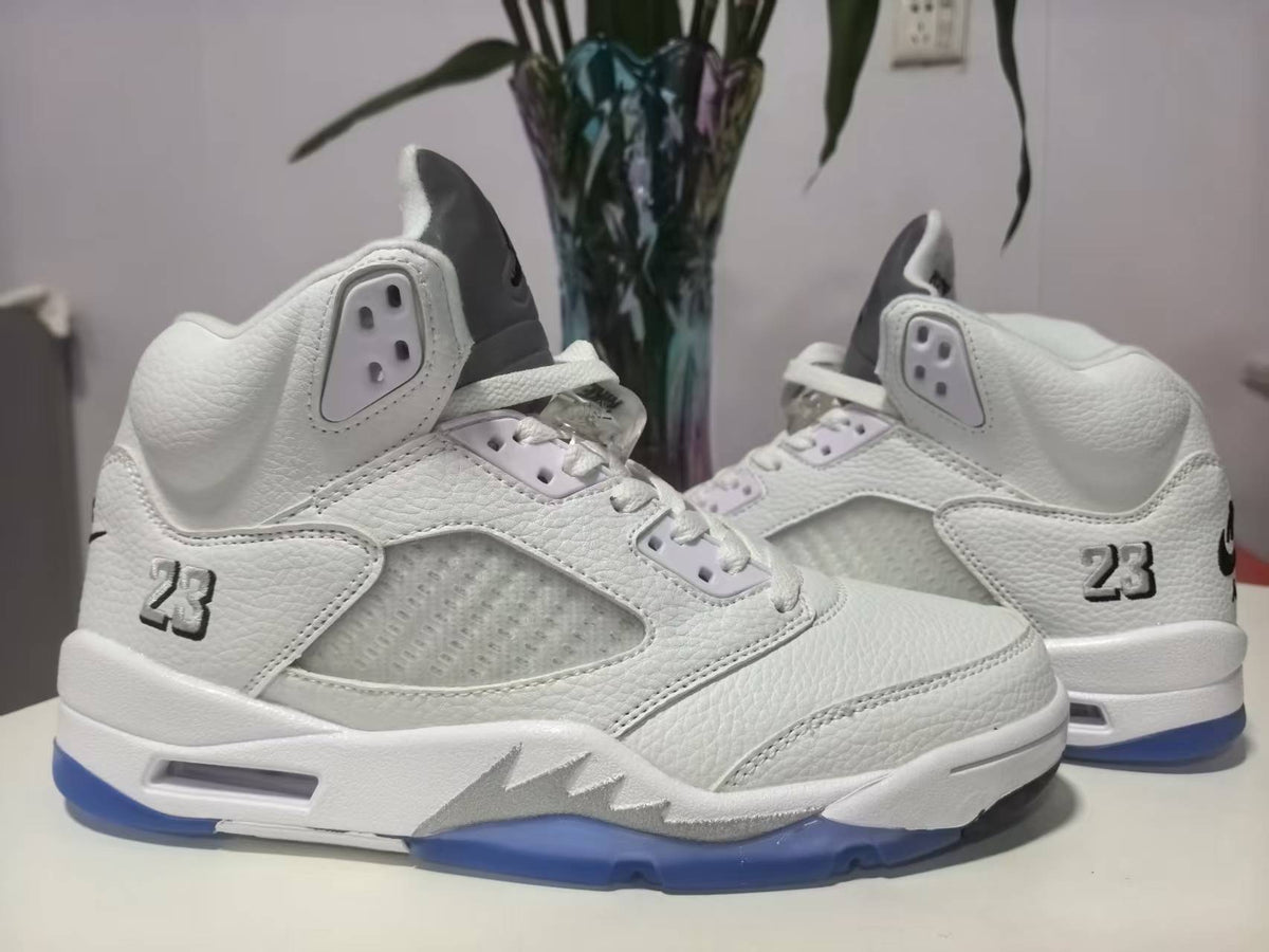 Air Jordan 5 Retro White/Metallic Silver Sneakers (Regular Grade)